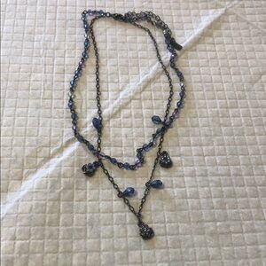 Chic Black and Blue Beaded Necklace
